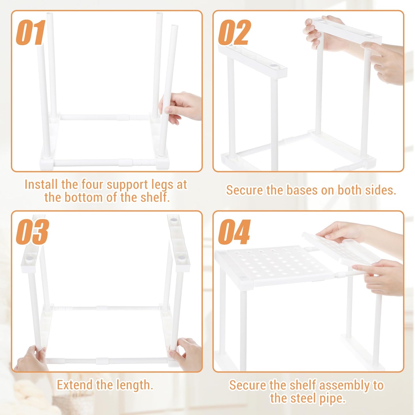 Colarr White Plastic Locker Organizer Shelf Adjustable to 11.4-15.4 Inches in Length for School Classroom Office Gym Lockers Home Storage
