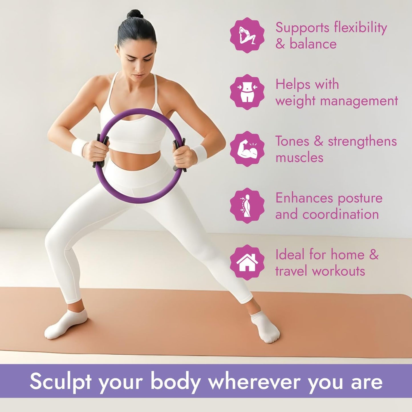 TTolbi Pilates Equipment Kit - Pilates Ring and Ball Set, Home Pilates Workout Kit for Women with Essential Accessories for At Home Workouts to Tone, Strengthen, Balance & Improve Flexibility
