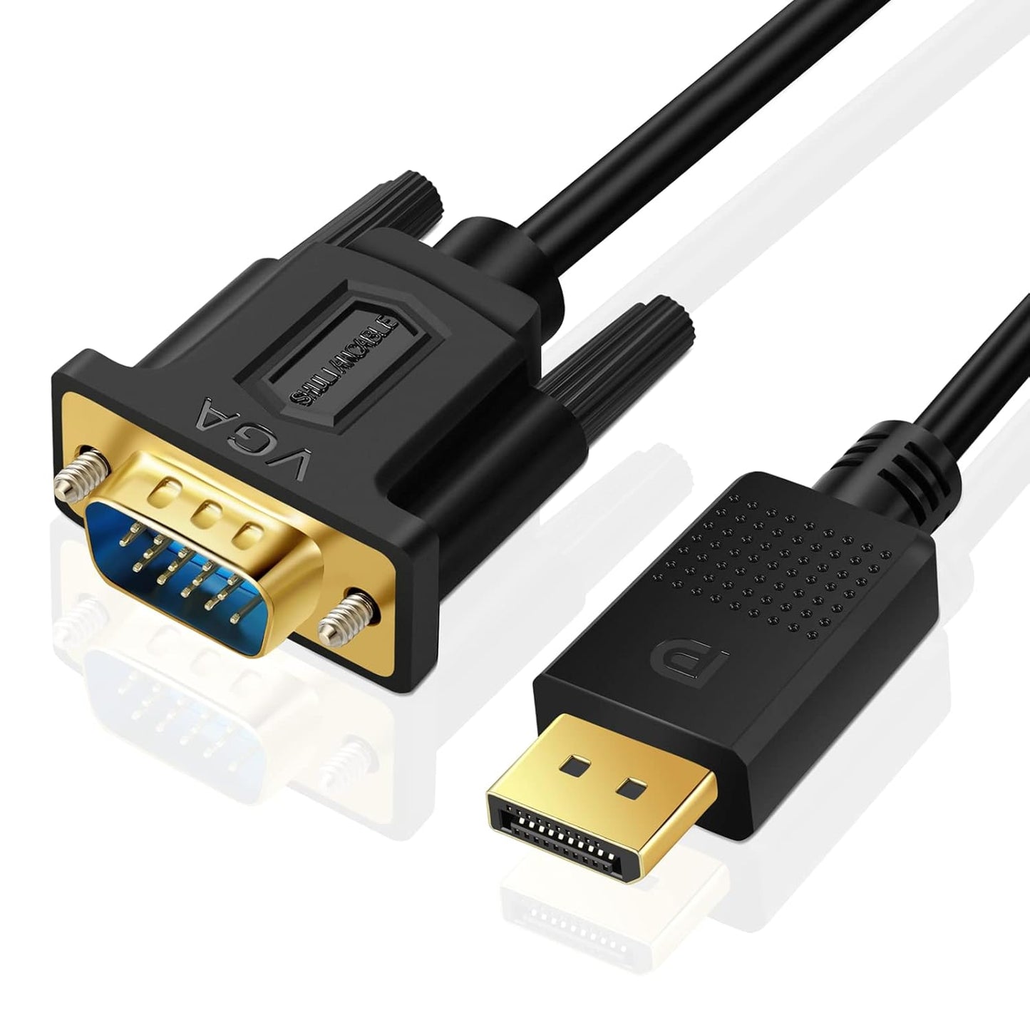 SHULIANCABLE 1080P (3M) DisplayPort to VGA Cable, DP to VGA Cable, DP Male to VGA Male Gold Plated, Compatible