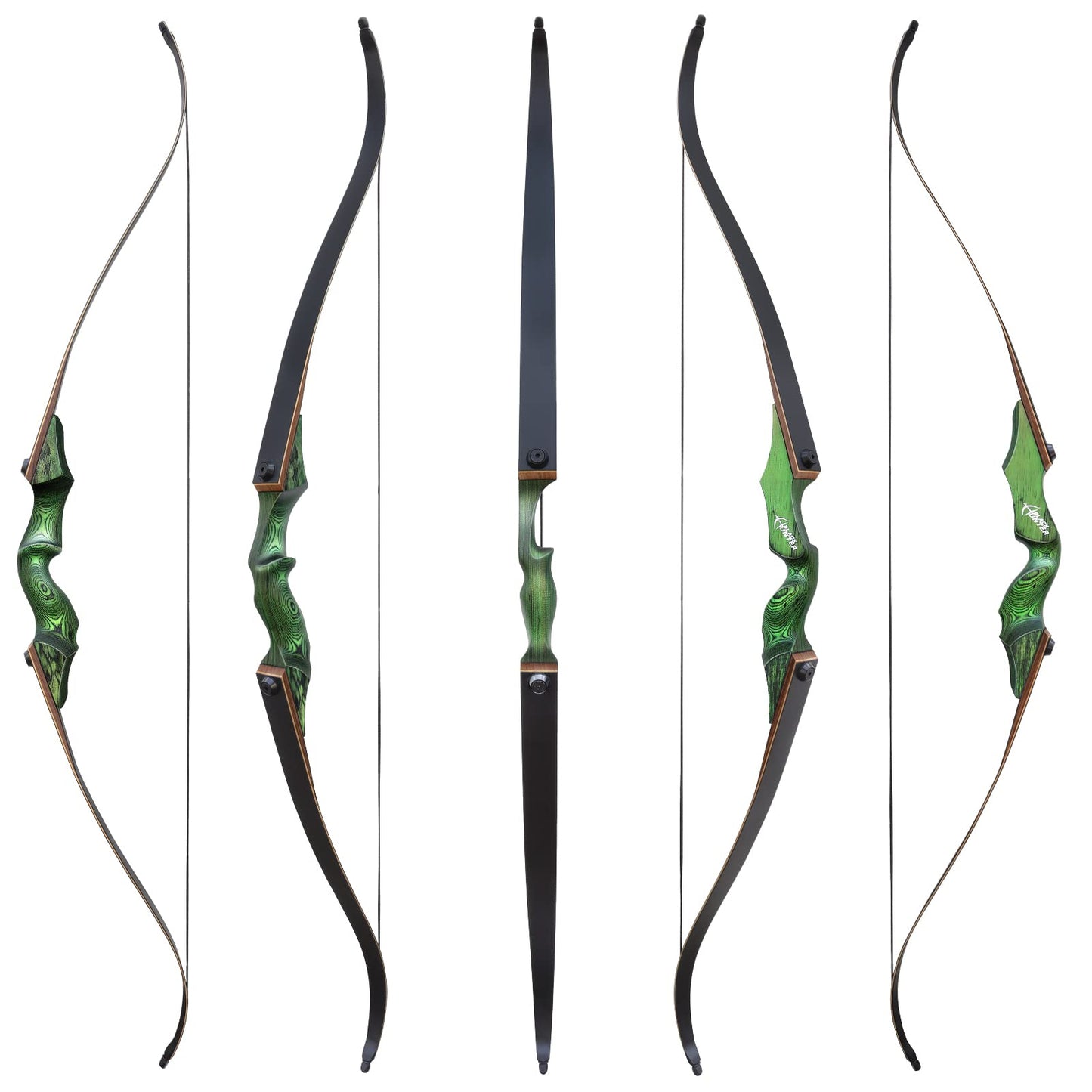 60 Inch Black Hunter Takedown Recurve Bow and Arrow 20-60Lbs Hunting Archery Bow Right Hand Wood Riser Practice Bow for Adult Target Training (25LBS)