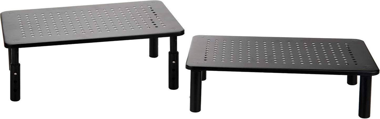 14.5"L 9.25"W 4-5.5"H, Set 2, Mind Reader Monitor Stand, Height Adjustable, Ventilated Laptop Riser, Metal, x x