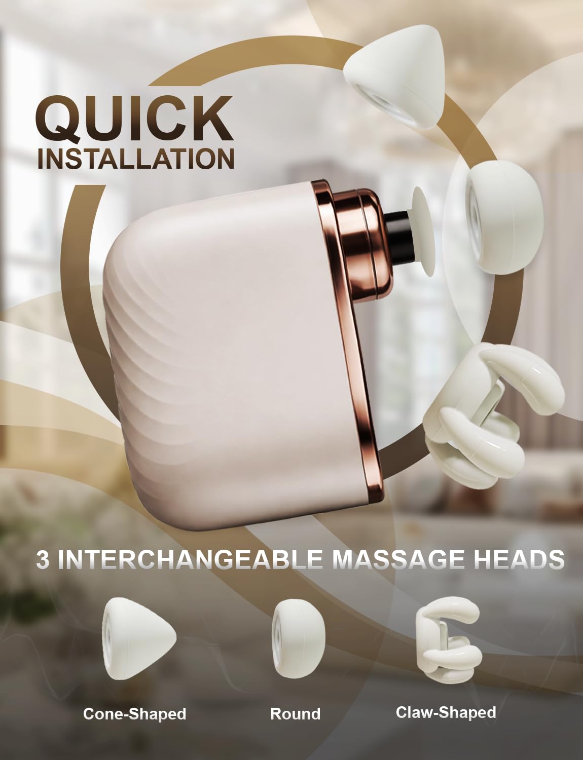 LYNTEK Mini Massage Gun - Small Handheld Muscle Massager with Percussion Deep Tissue, 5 Adjustable Vibration Frequency & 3 Interchangeable Heads - Portable Pocket Massage Gun for Gym, Travel, Office