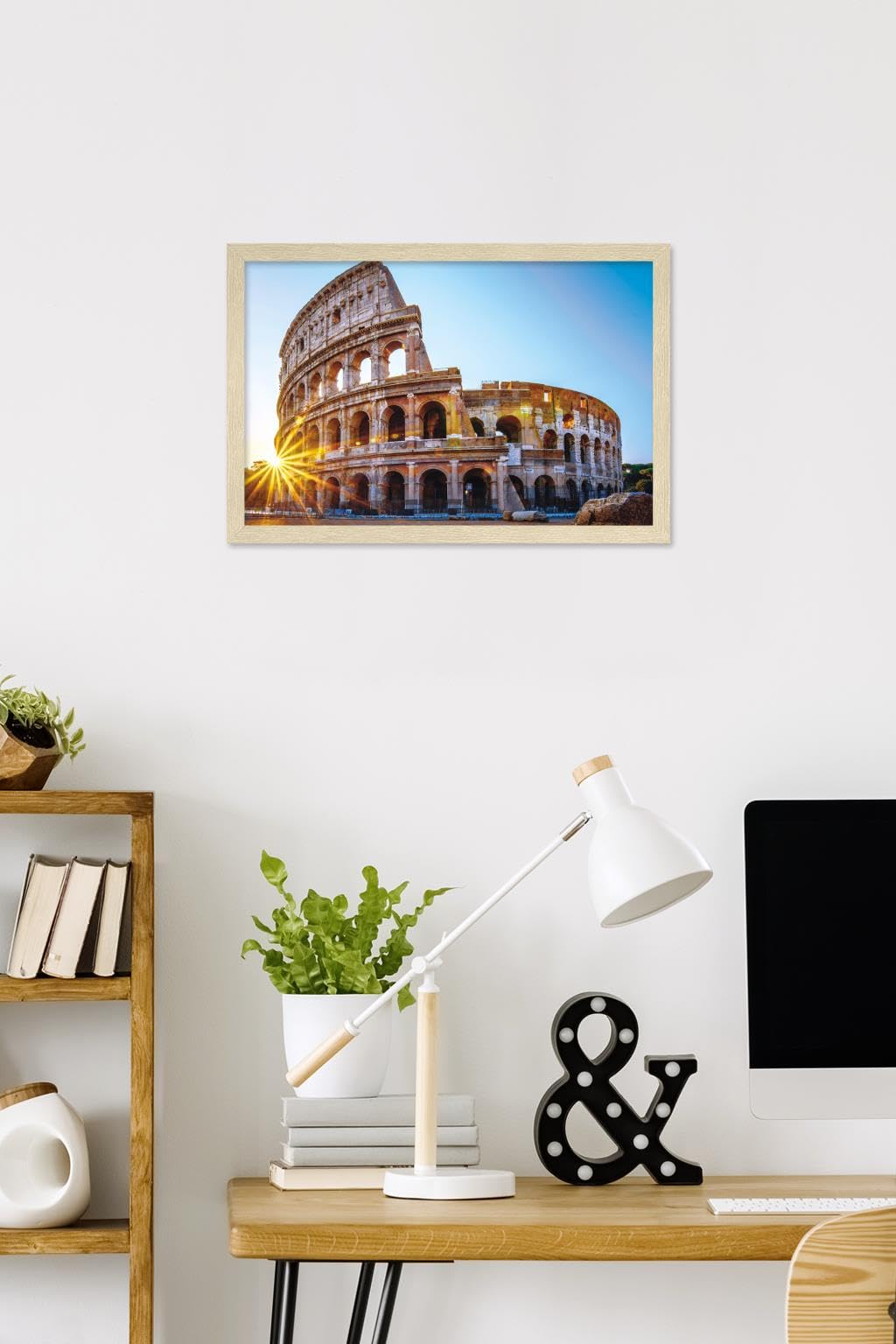 Trends International Timeless Visions - Roman Colosseum Wall Poster, 22.4L x 14.7W, Blonde Framed Version