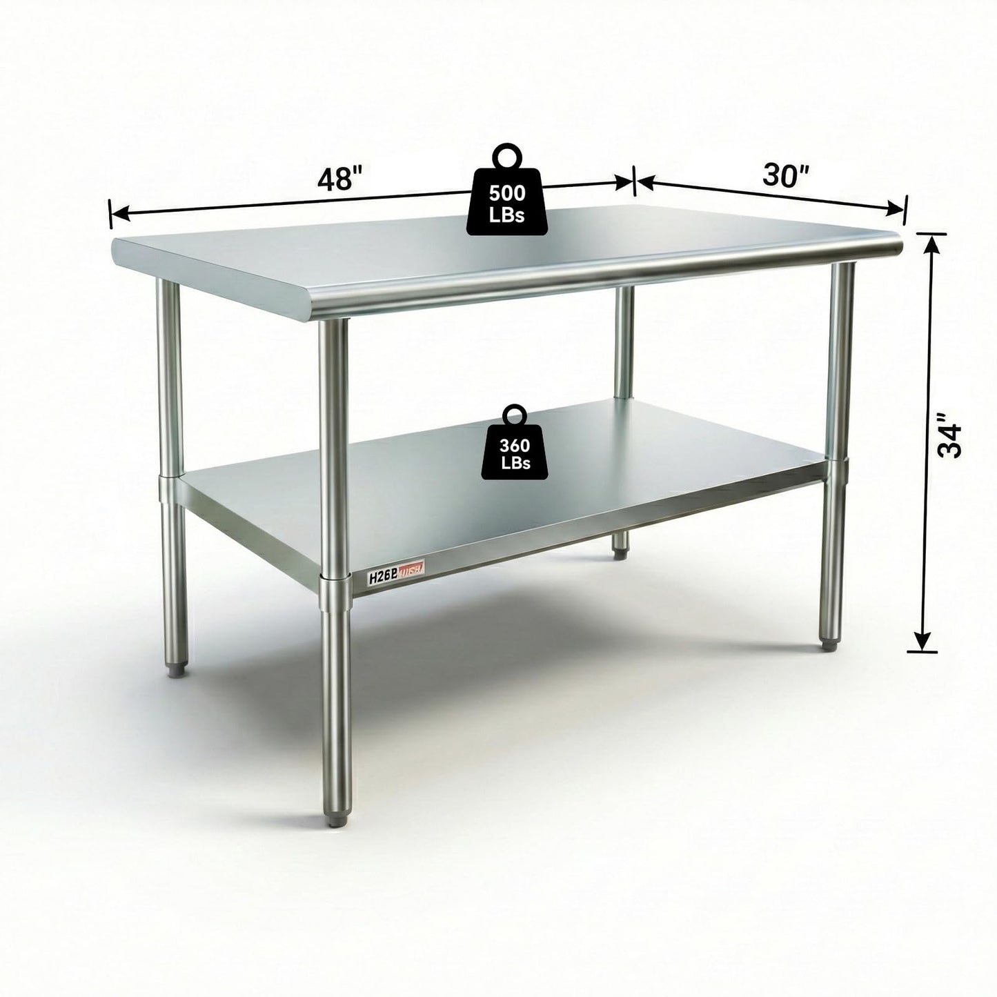 HZEEMFG Stainless Steel Table for Prep & Work 48x30 Inches 4ft, Heavy Duty Metal Table with Adjustable Undershelf for Commercial Kitchen, Restaurant, Home, Laundry,Garage & Hotel
