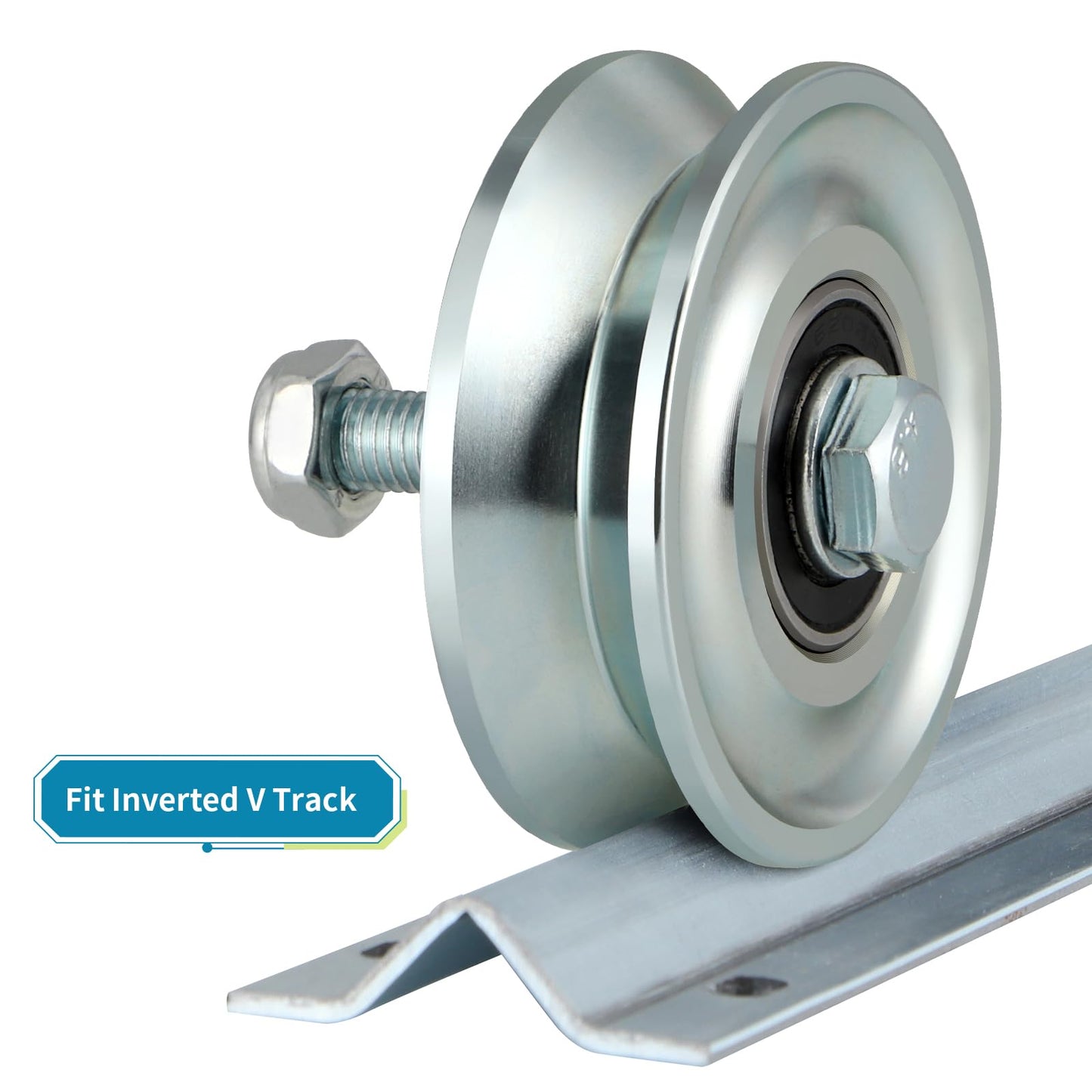 Skelang 3 in V-Groove Wheel, Slide Gate Wheel with Double Bearings, Rolling Gate Caster for Inverted V Track, 2000 Lbs Load Capacity, 2 Sets
