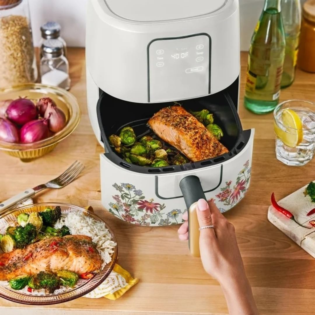 Wonderful 3-Quart Digital Air Fryer with TurboCrisp Technology, Compact Countertop Design with 4 Presets for Baking Roasting and Reheating (Wildflower White Icing)