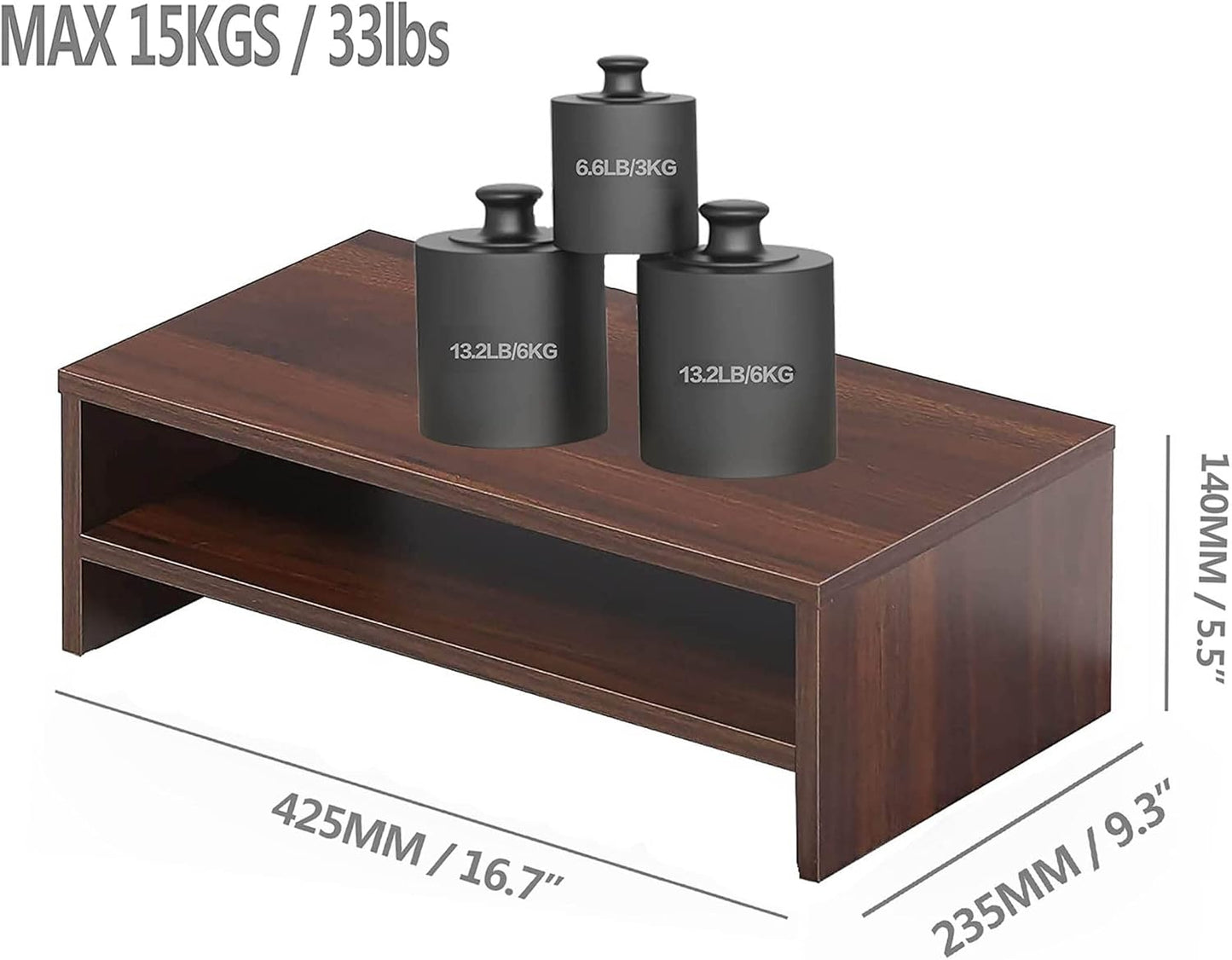 2 FITUEYES Monitor Stand - Tier Computer Monitor Riser Shelf, Wood Desktop Stand for Laptop Computer Screen, Desk
