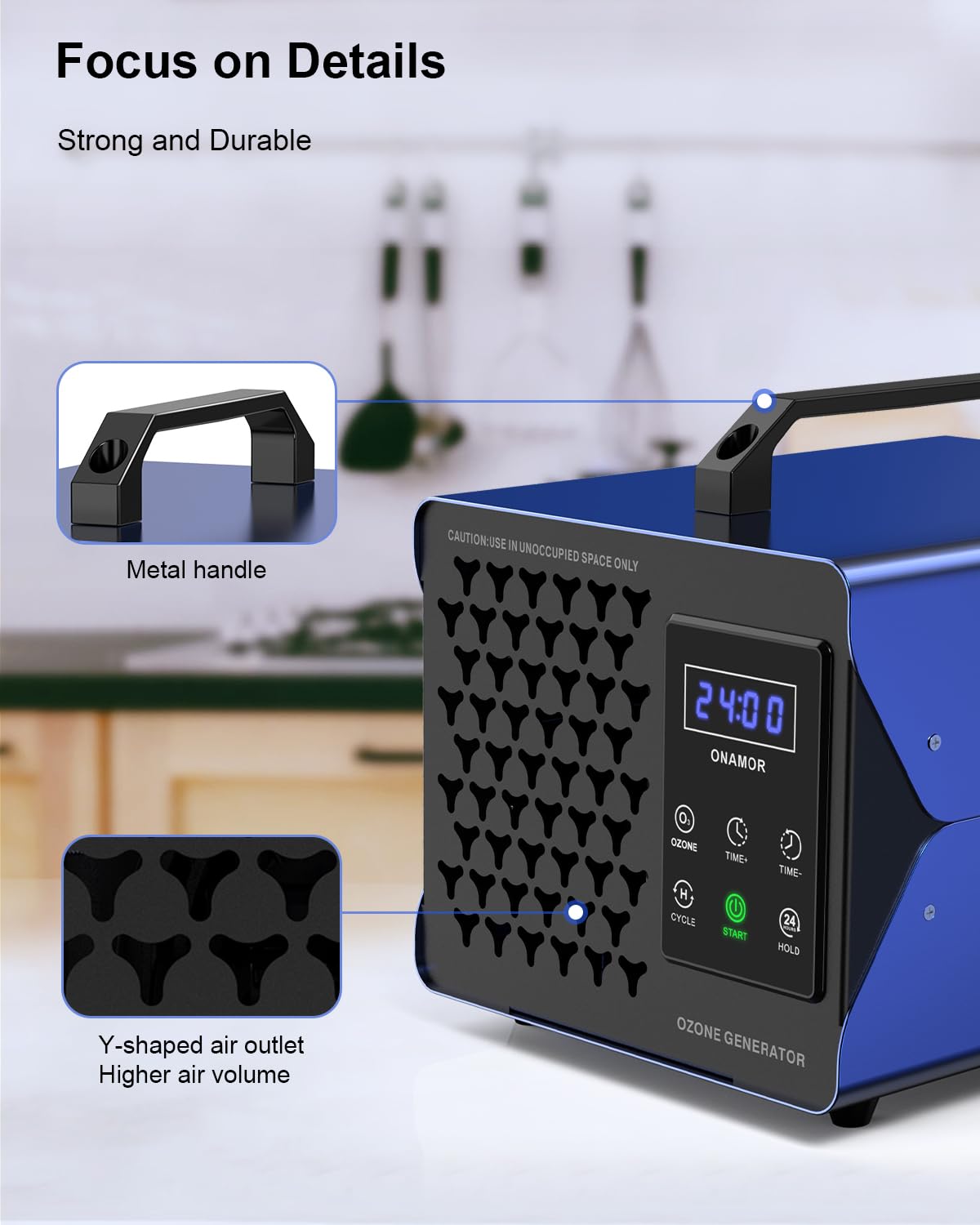 ONAMOR Digital Ozone Generator Odor Eliminator 180,000mg, High Capacity Ozone Machine Odor Removal Up to 8,000 Sq.Ft, Ionizer Deodorizer Ozonator for Home, Car, Smoke, Pet Room