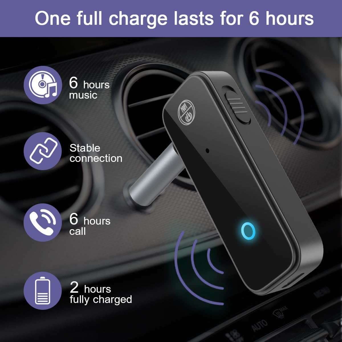 JXTZ 2 Pack 2 1 5.3 3.5mm Aux Bluetooth Adapter for Car, in Bluetooth Transmitter Receiver for Headphones Car Home