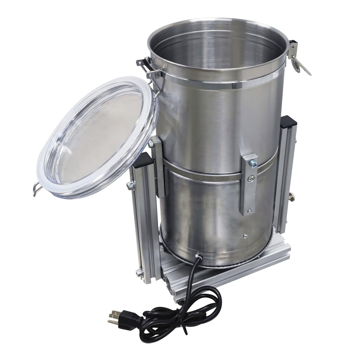 PreAsion 110V 60W Laboratory Mixing Machine for Pellet and Powder - 0.1-3kg Capacity 416/304 Stainless Steel with Timer & Tilting Discharge