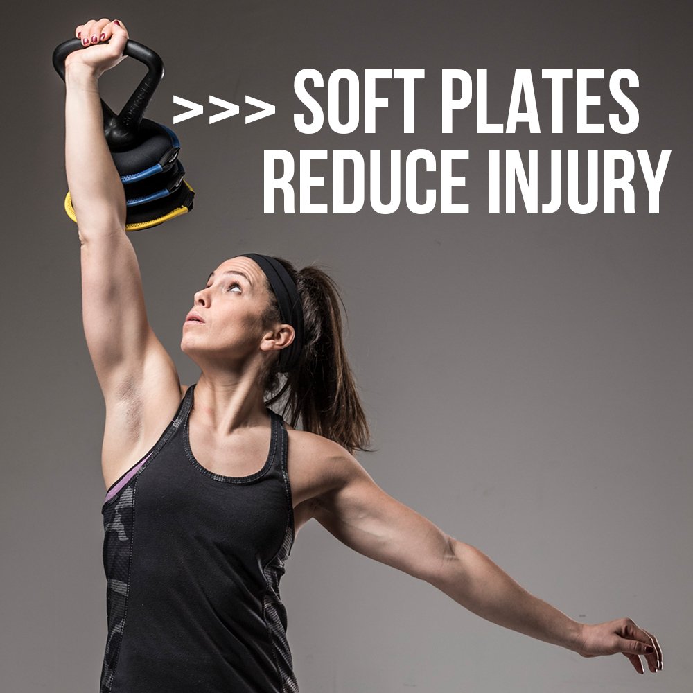 HYPERWEAR SoftBell Adjustable Kettlebell, 18 lbs, Soft Weight Plates & Rubber Base, Compatible with SoftBell Dumbbells & Barbells
