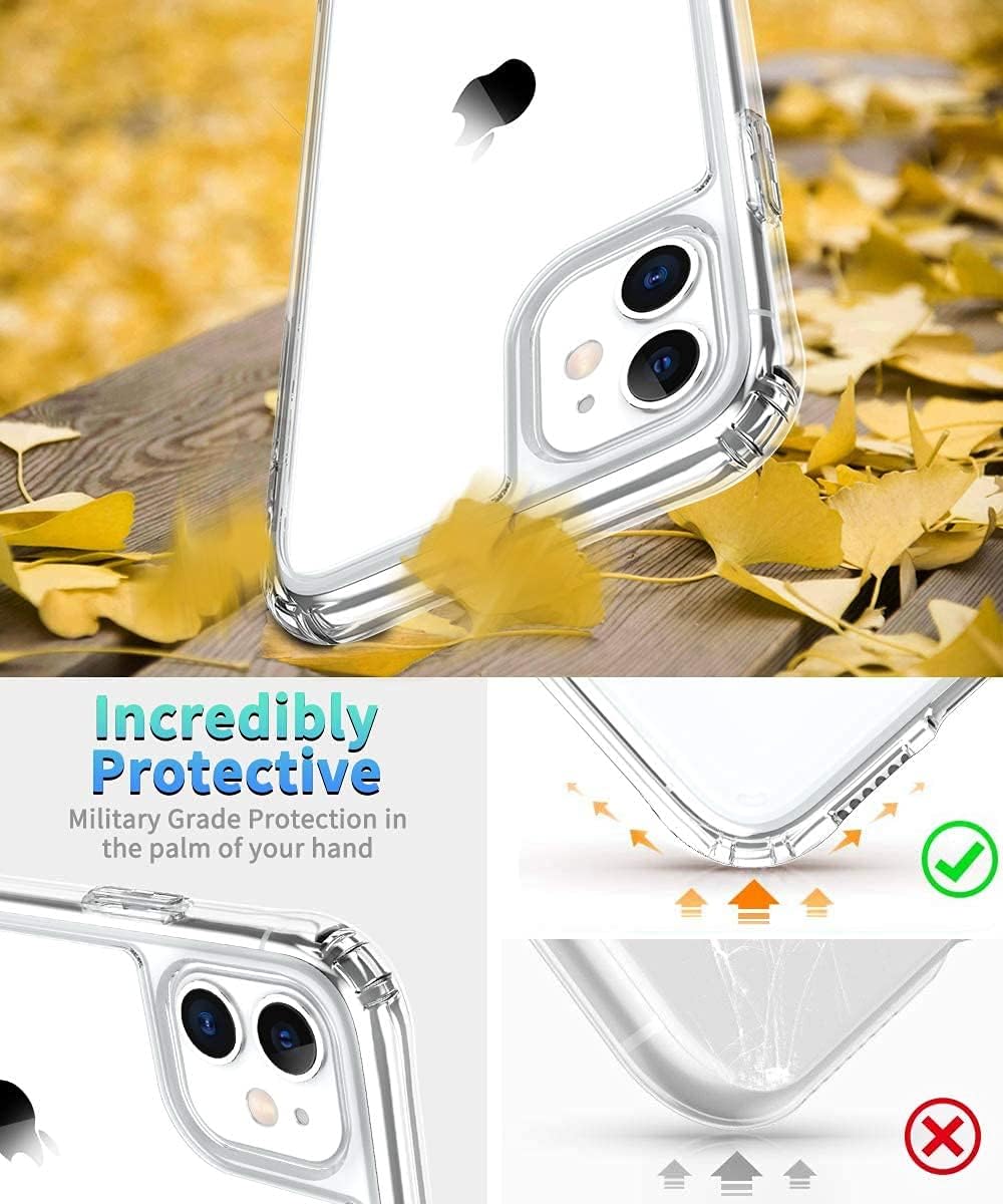 11 [2 15Ft. 6.1 Inch- Compatible with iPhone Case [Airbag Series] with x Tempered Glass Screen Protector] [Military
