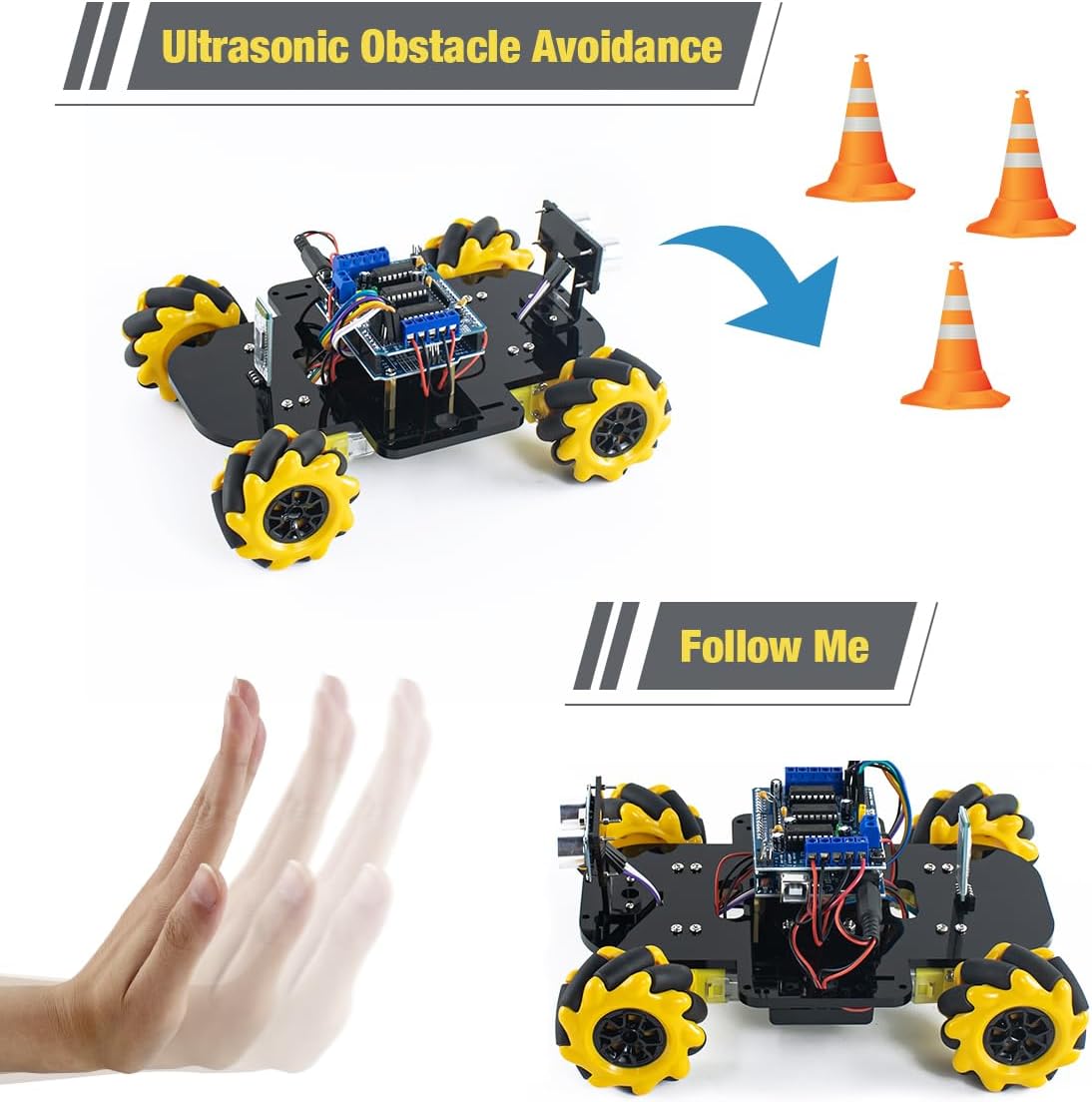 4WD LAFVIN Mecanum Robot Car Kit Smart DIY Project Compatible with Arduino IDE