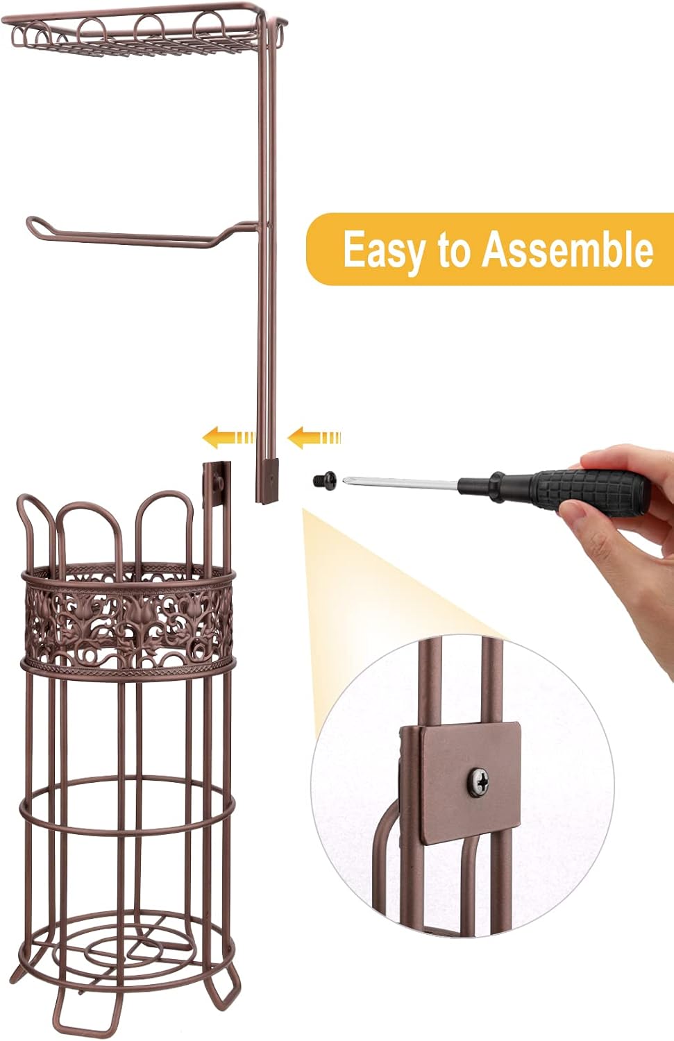 Regine Switzerland Toilet Paper Holder Stand - Sturdy Freestanding Design for 3 Jumbo Rolls | Floral Bronze Red