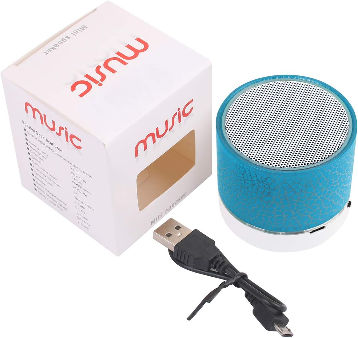 AICase Compact Mini Speaker with LED Lights - Enhanced Bass & Stereo Sound