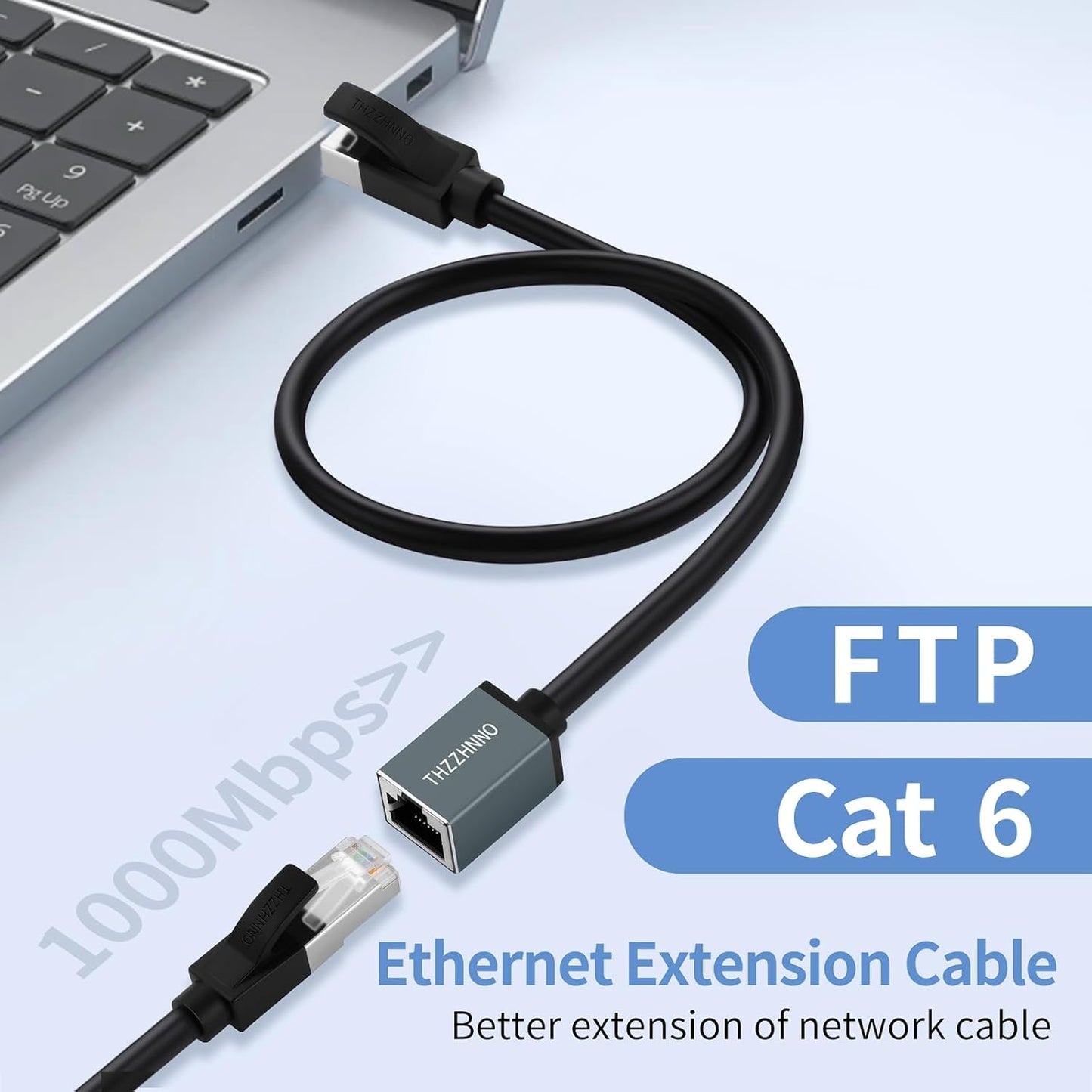 Cat6 15FT 2Pack, 1000Mbps RJ45 Ethernet Extension Cable Male to Female Cable, Gigabit LAN Cord for MC, PC, Routers