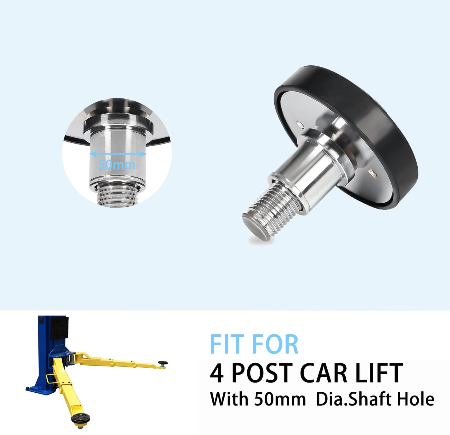 4pcs 50mm Shaft Screw Up Car Lift Pads, 4-9cm Plus-High Car Lift Rubber Tray, Raising Lift Tool Tray for Car Lift Bridge Jack Stable Support