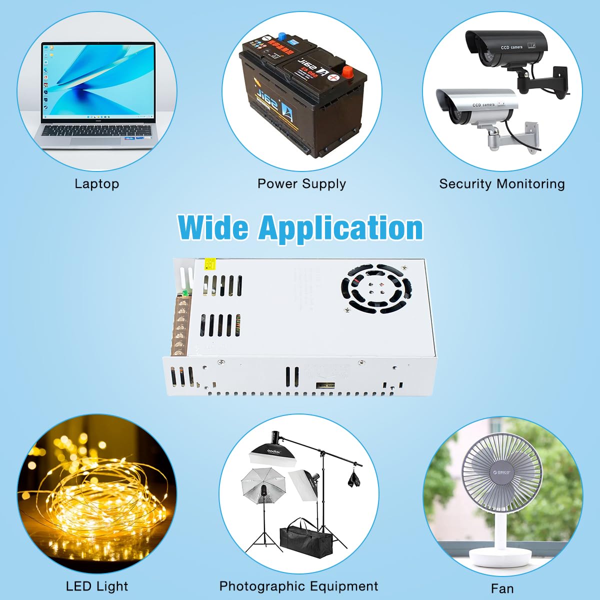 110V/220V 12V 30A 360W Hosyond AC to DC Regulated Universal Switching Power Supply Transformer Adapter LED Driver