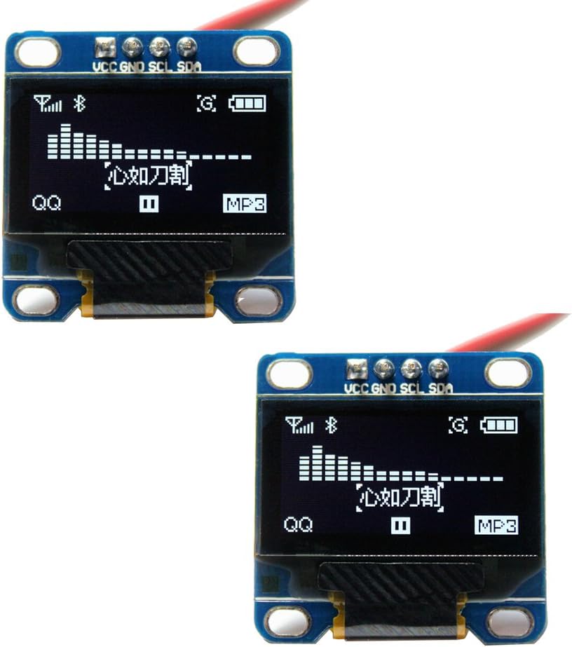 DIYmall 0.96" I2C 128x64 SSD1306 (Pack 2pcs) OLED Module IIC Serial LCD LED White Light Driver Display for Arduino