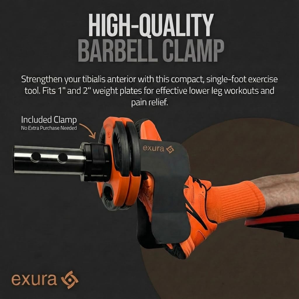 Exura Solo Tib Bar Knees Over Toes Adjustable Tibialis Trainer Leg Workouts,Tibialis Bar Calf Raise Machine Equipment for Strengthening Calves, Shins & Ankles Fits 1" and 2" Strength Training Plates