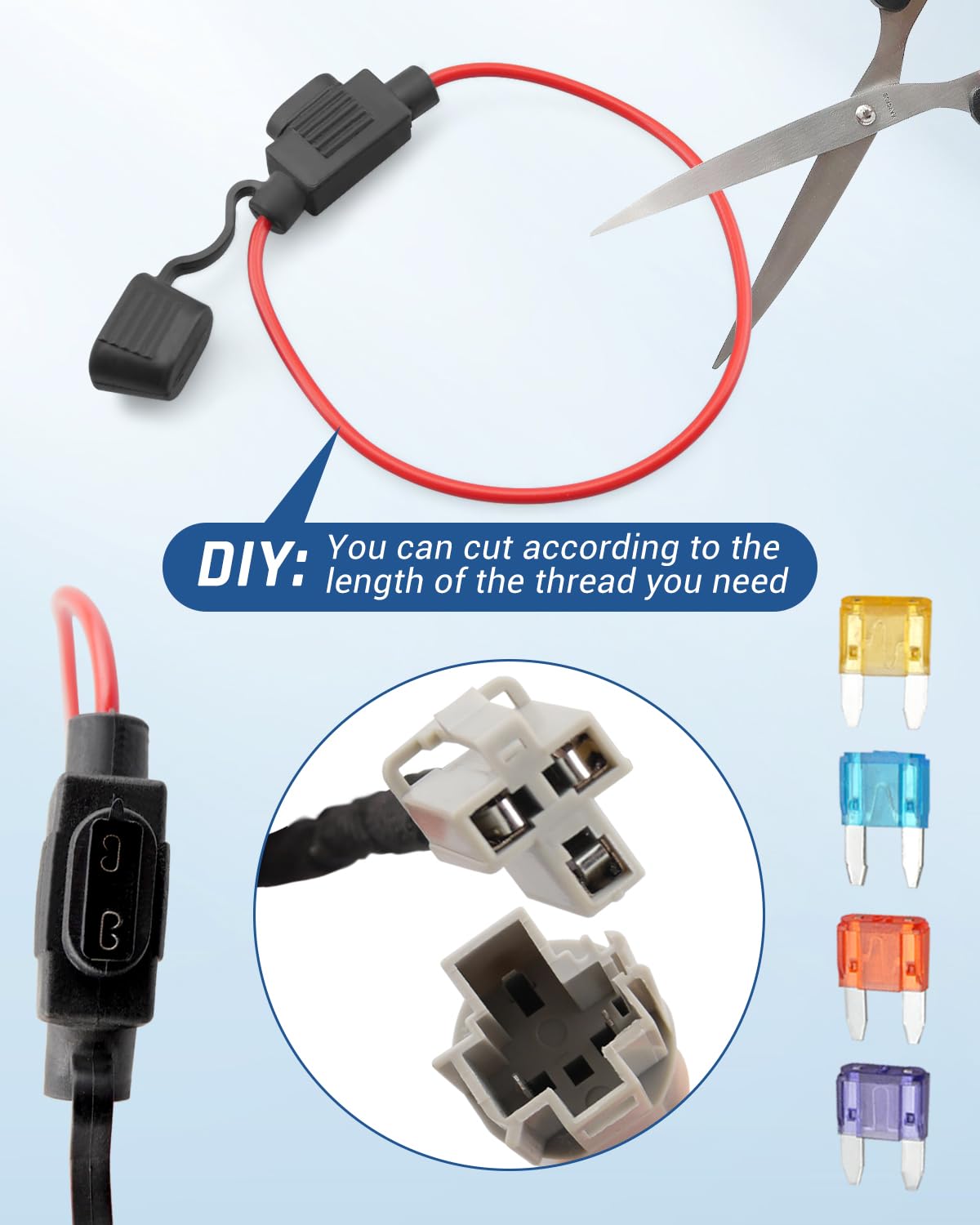 Wujexuhe 12 2001-2022 Volt Power Adapter Wiring Harness Switch Connector Plug with Fuse Fit for Chrysler Dodge Ram