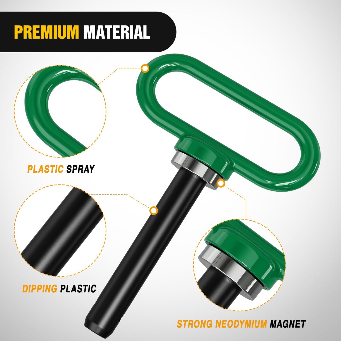 Nilight 5/8 Inch Diameter Heavy Duty Ultra Strong Neodymium Magnet Trailer Hitch Pin Green for Lawn Mower, Tractor, Towing Cargo, ATV Trailer