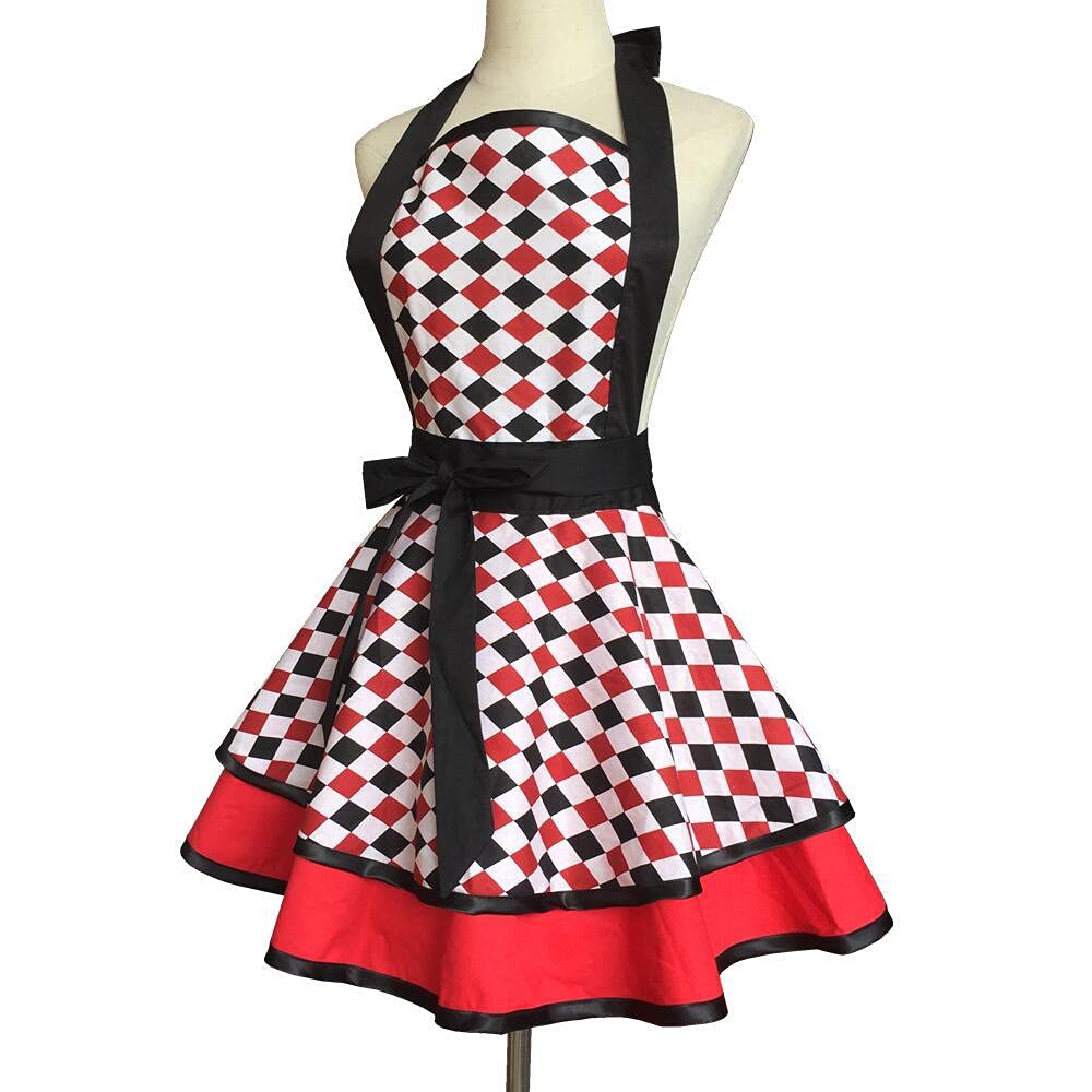 Hyzrz Lovely Handmade Cotton Retro Aprons for Women Girls Cake Kitchen Cook Apron for Mother's Gift (Multicolor)