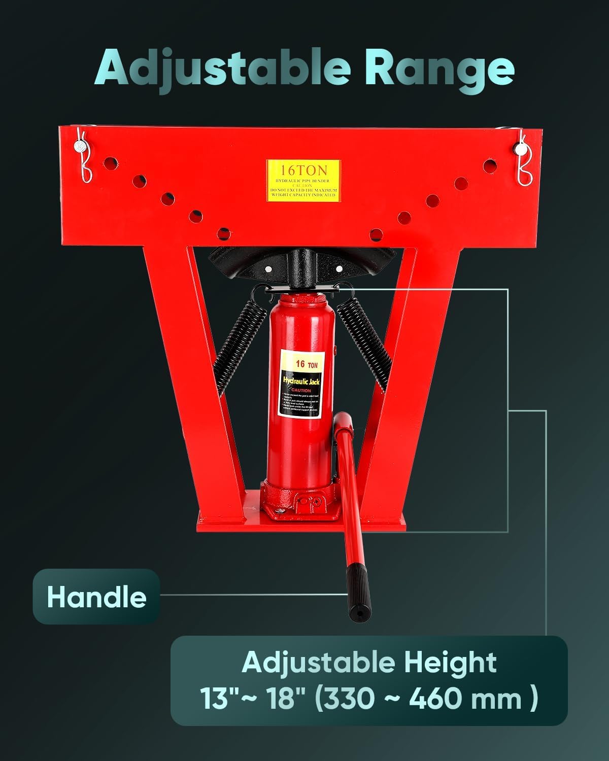 16 Ton Hydraulic Pipe Bender Manual Copper Tubing Bender Tool with 8 Dies (1/2",3/4",1",1-1/4",1-1/2",2",2.5", 3"), 90°-180° Adjustable Rollers Steel Iron Metal Ratcheting
