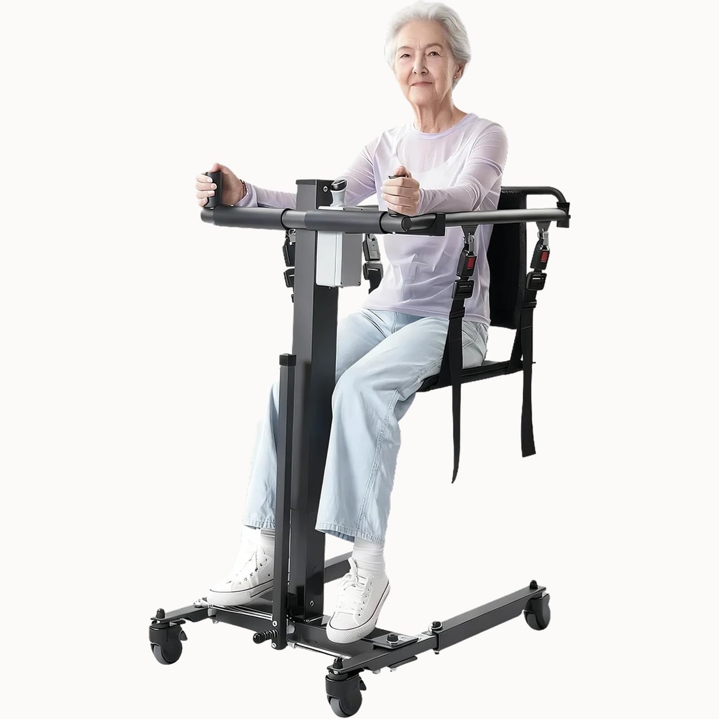 CQmuniu Patient Lift Transfer Chair,Adjustable Height Lift Chair,Electric Lift Assist Devices for Home & Car, Portable Transport Wheelchair for Seniors & Disabled,YW07