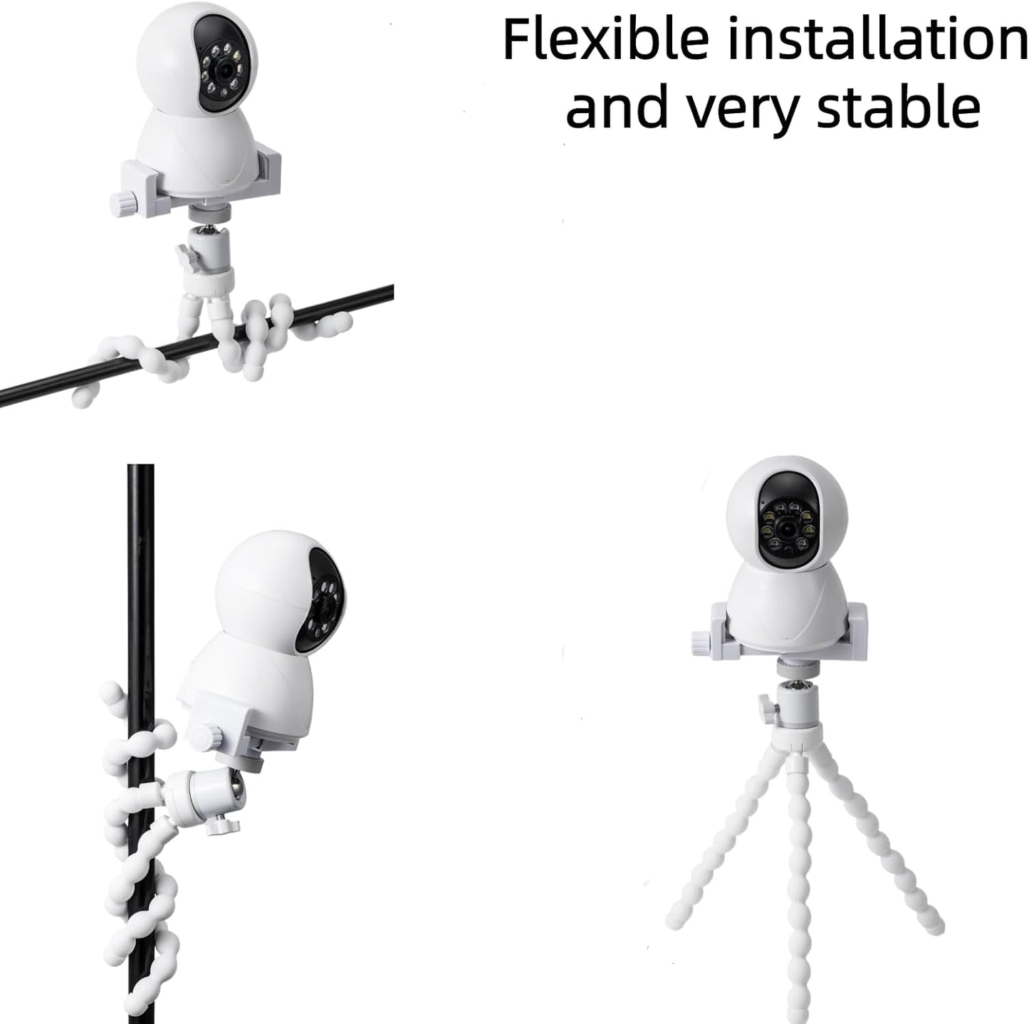 LamYHeng 2Pack Mount,360 1/4" No Drill Security Cameras Degree Rotating Swivel Mini Ball Head Mount ,Flexibl Wall Pole