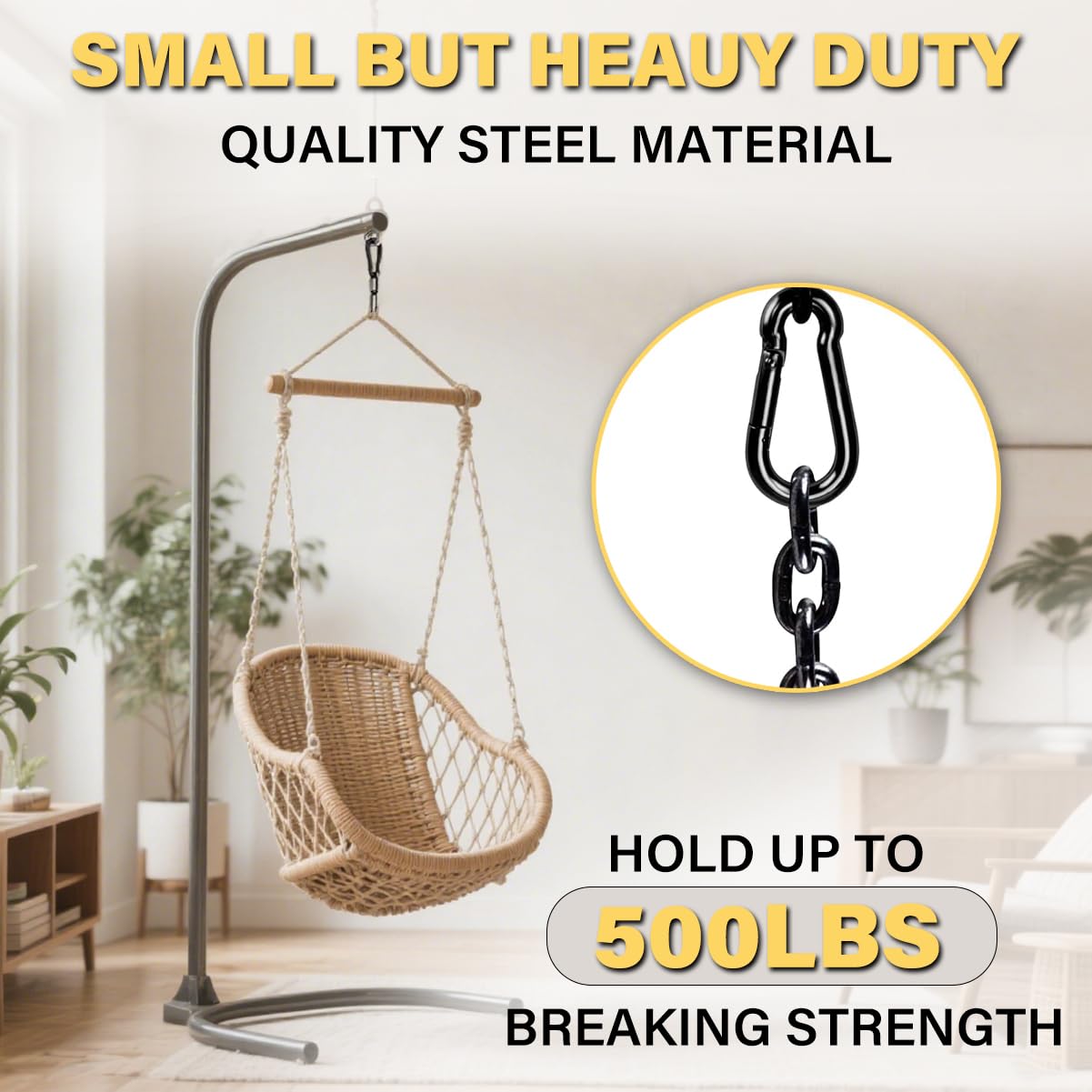 Locking Carabiner Clip 2 Pack, Heavy Duty 500lbs Capacity, Carbon Steel Quick Link Clip for Climbing, Camping, Hiking Equipment