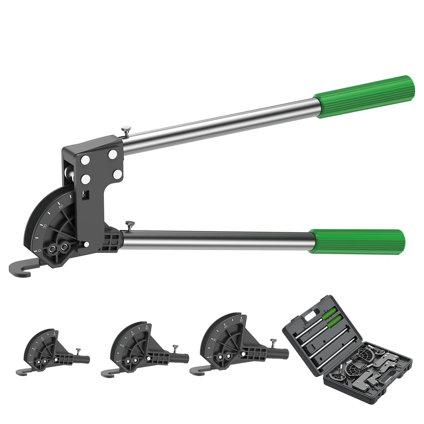 WIPCOOL 4-in-1 Professional 90° Tube Bender with Interchangeable Heads – 1/2", 5/8", 3/4", 7/8" O.D., Detachable Manual Pipe Bender for HVAC & Refrigeration Installation
