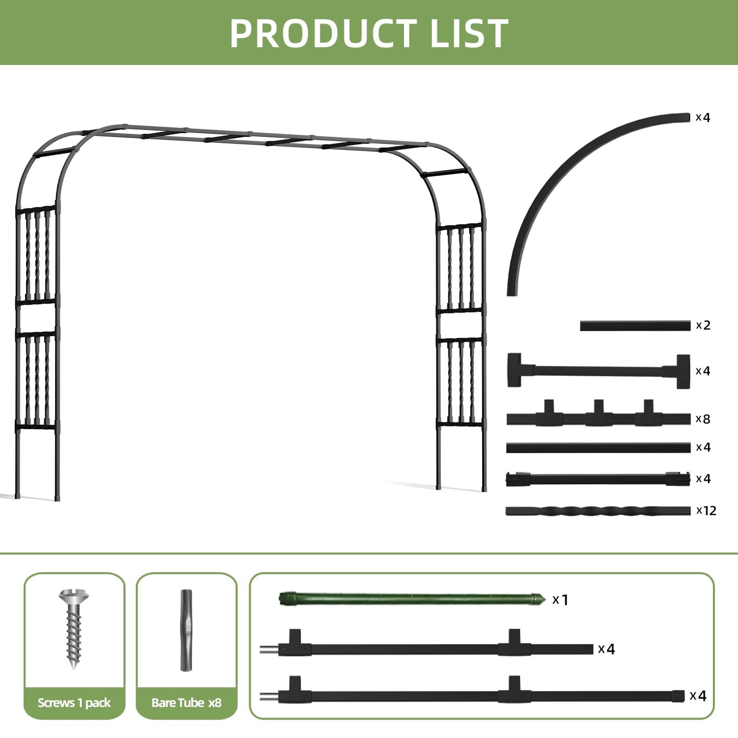 141 x98.4 in Square Tube Garden Arbor Trellis,Unique Design Extra Large Wide Metal Arch for Climbing Plants Outdoor,Wedding Arch Backdrop Stand for Garden Ceremony Party