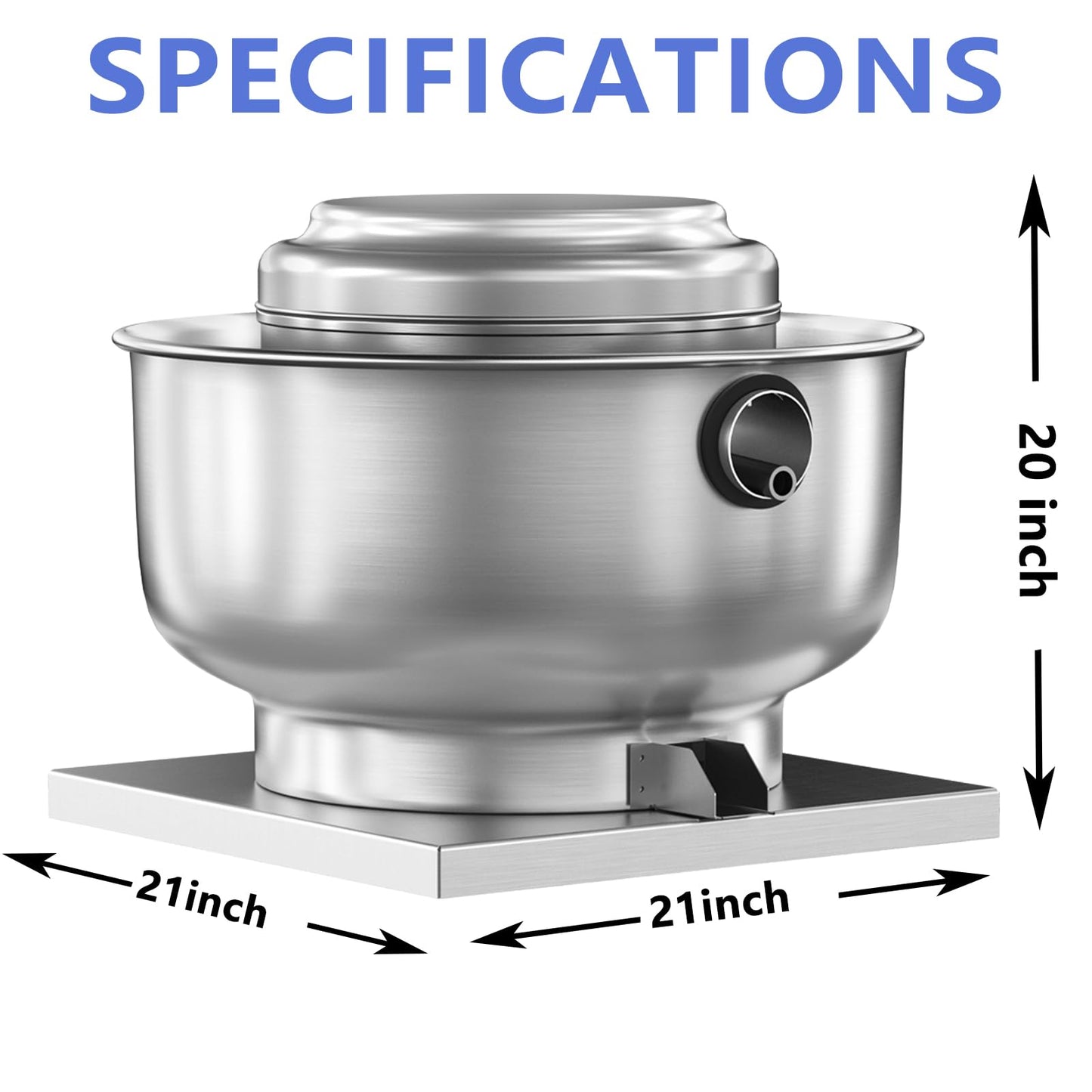 FICBXRA Restaurant Canopy Hood Grease Rated Exhaust Fan- Food Truck High-Speed Direct Drive Centrifugal Upblast Exhaust Fan 0.5HP 110 Volt Single Phase Motor 1900-2600 CFM