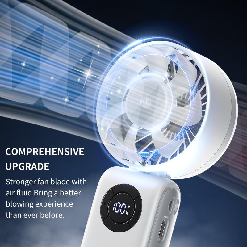 Skiennix Portable Handheld Fan - 3-in-1 Rechargeable Design with 5 Speed Settings & 4000mAh Battery | Compact & Foldable for Travel & Outdoor Use