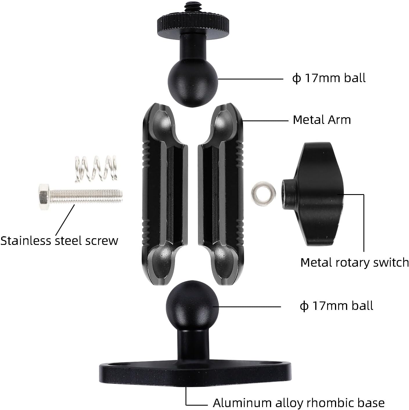 xik 1/4"-20 360 Metal Mount with Drill Plate Base for Monitors, Action CameraCCTV Cameras, Camcorders, Rotation