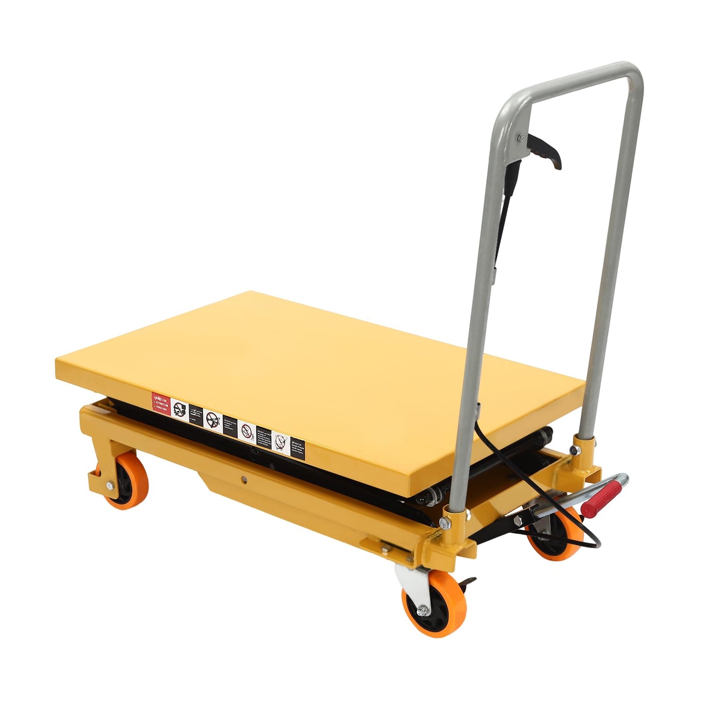 770lbs Double Scissor Hydraulic Lift Table Cart with 4 Wheels for Material Handling and Transportation, 51" Max. Lift Height Hydraulic Scissor Lift Table