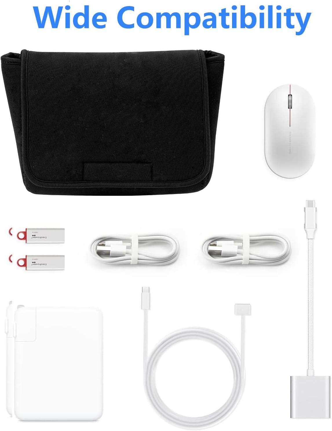 Kingshion Storage Medium Pouch Bag Cases Compatible with MacBook Power Adapter Accessories Laptop, Wireless Mouse