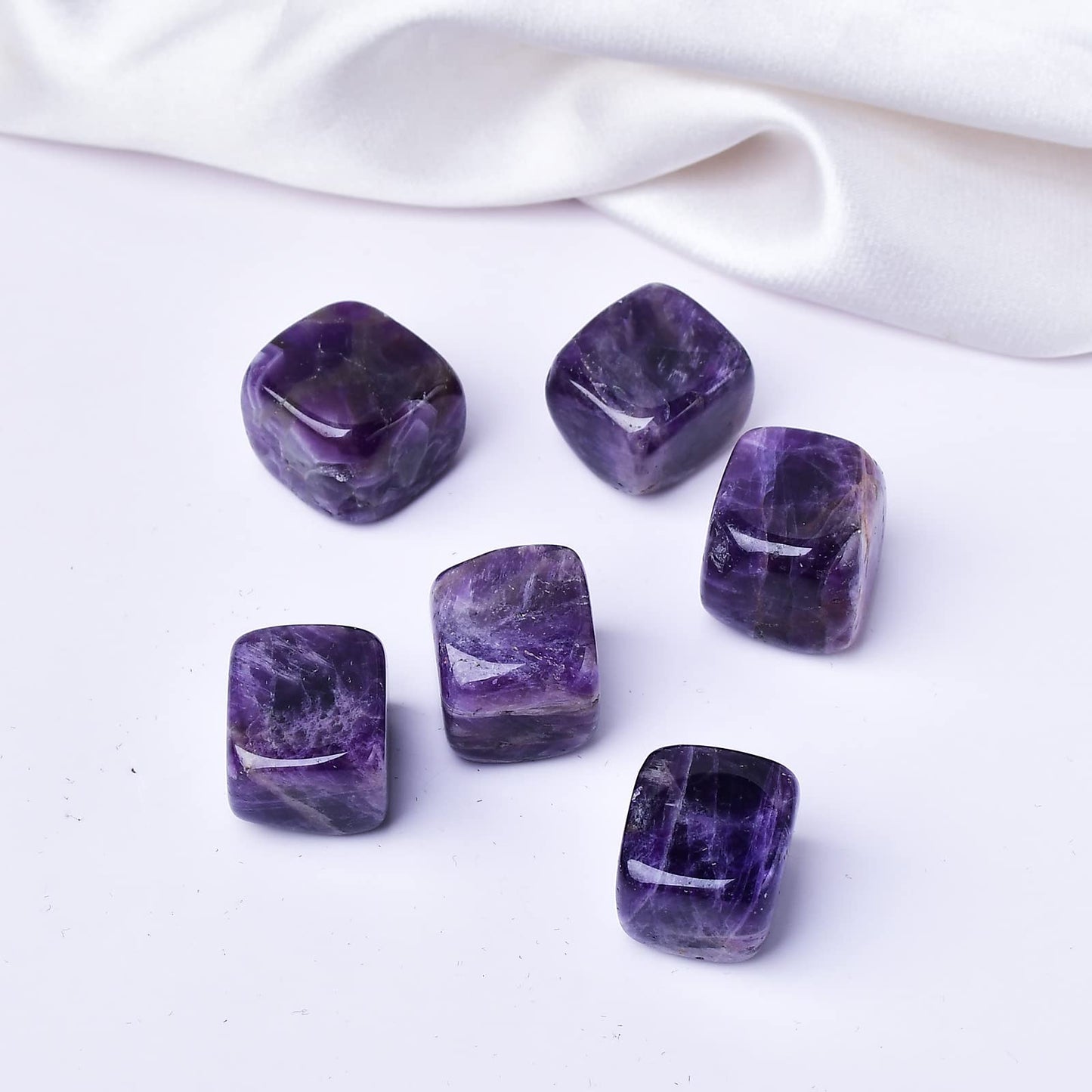 FZBHRO Amethyst Whiskey Stones Chilling Crystal Ice Cubes for Drinks Whiskey Rocks 0.7-0.8" Wine Cubes Gifts for Women Set of 6