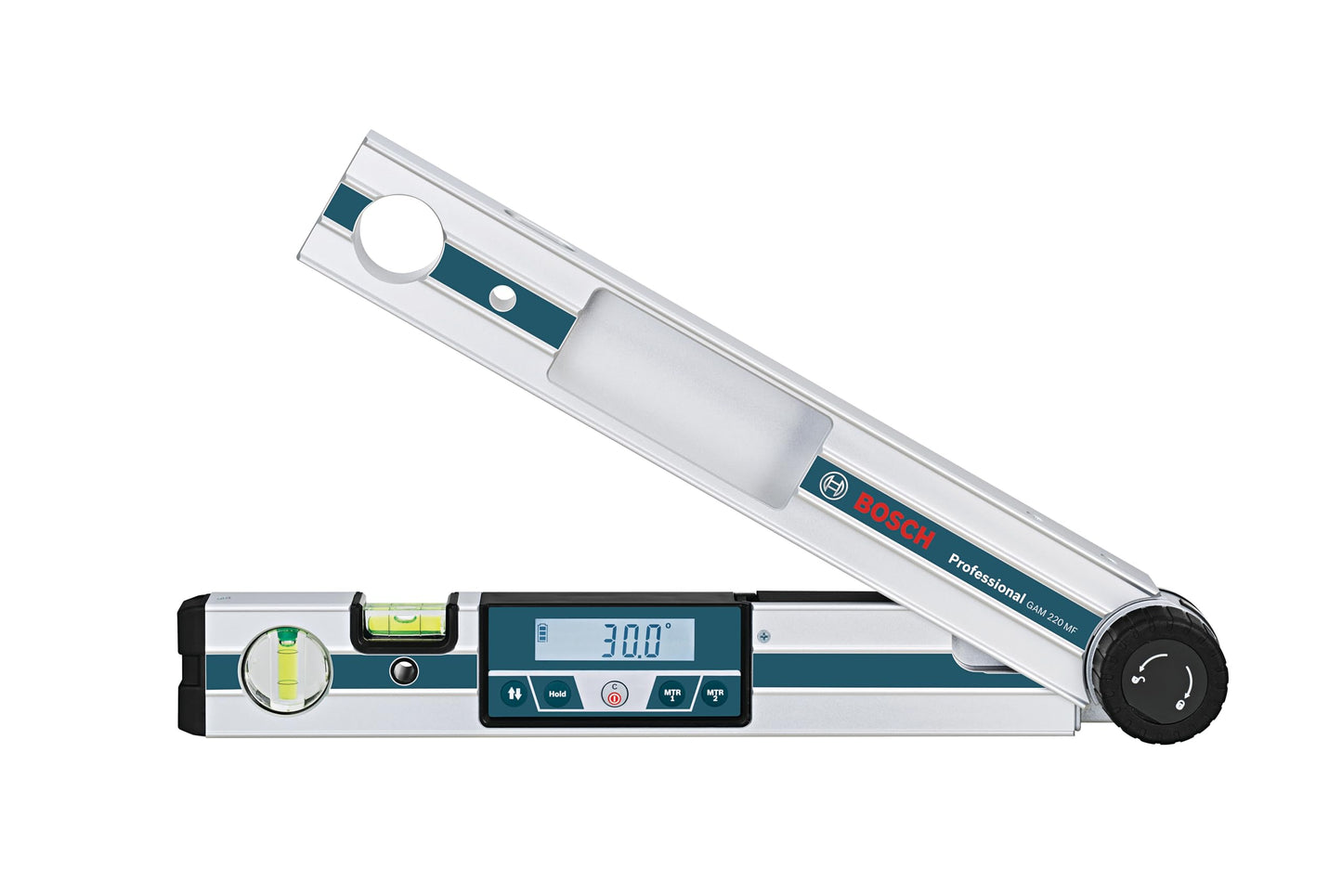 BOSCH GAM 220 MF 4-in-1 Digital Angle Finder, Includes Leg Extension, 4 AA Batteries, & Carrying Case