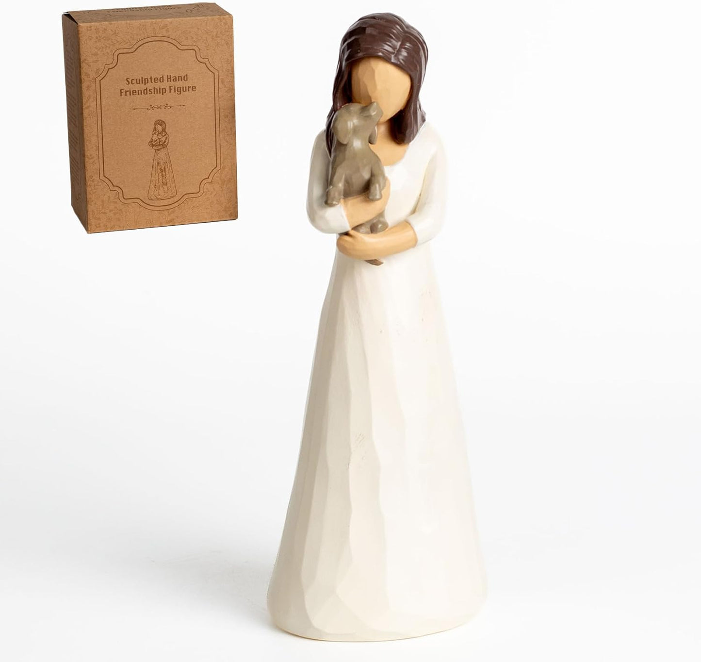 Skiennix Dog Memorial Gifts - Hand-Painted Resin Figurine | Girl Hugging Dog Statue with Gift Box