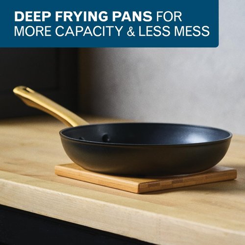 Farberware Forged Induction Ceramic Nonstick Cookware Set - 12 Piece, Dishwasher Safe, Black & Gold