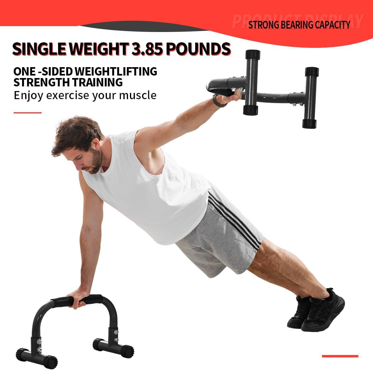 Teclor Push Up Bar,9.5in High Parallettes Bars Great for L-sit, Sturdy Steel Structure Black Push Up Bars for Men & Women, Full Planche & Dips, Heavy-duty No Wobbling Calisthenics Equipment MAX Capacity 660LBS,Floor Workouts Calisthenics Equipment