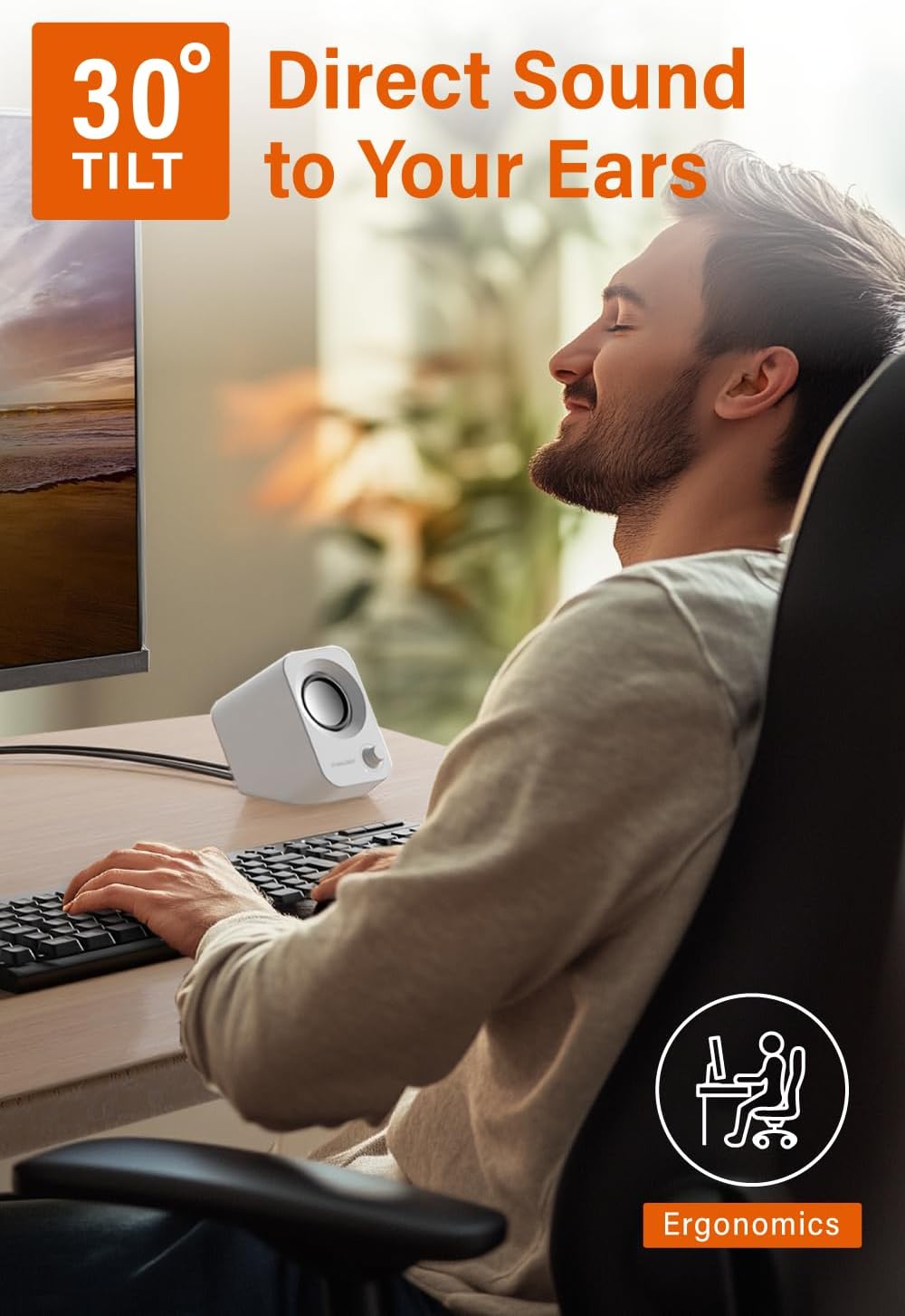 FUNLOGY 14W 30 Speaker - Stereo PC Speakers, USB Powered, Compact Size with Tilt Design, Volume Dial Control