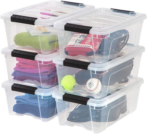 IRIS USA 13 QT Plastic Storage Box - BPA-Free, Durable, Nestable & Stackable Containers - Clear, 6 Pack