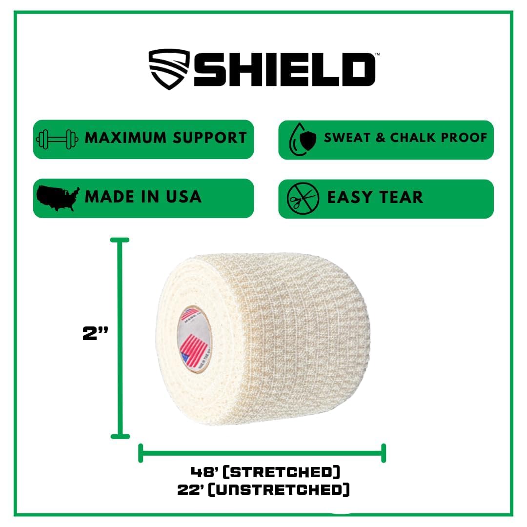 Shield PRO-Stretch Premium Elastic Athletic Tape - 2 Inch 24 Roll Case - Elastic Sports Tape for Training Support Tape for Teams Clinics and Athletic Trainers (540 Total Stretch feet) (White)
