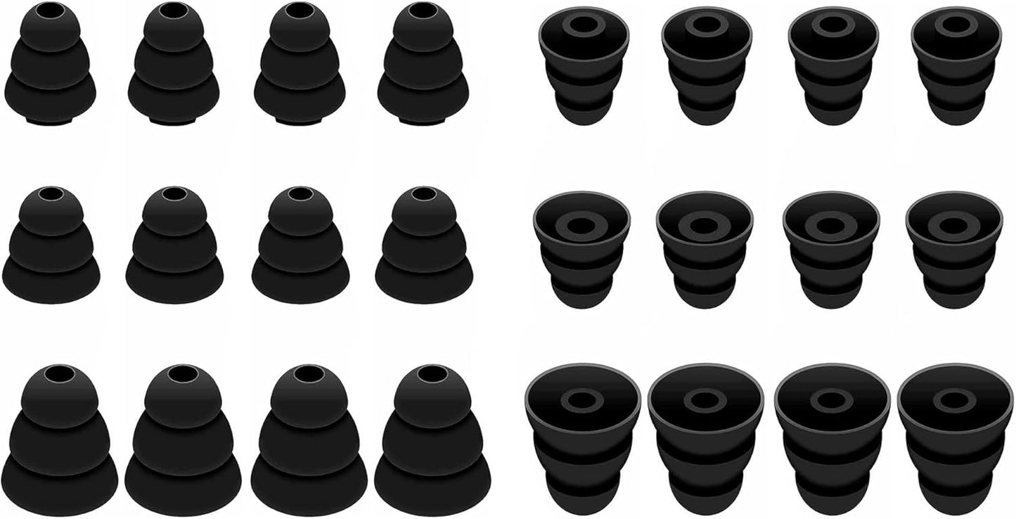 BLLQ 12 12 (431B) Earbuds Tips Pairs Replacement Triple Flange Conical EarTips Earbuds Eartips for Most in-Ear