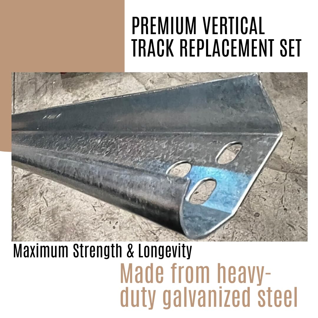 Universal Garage Door Vertical Track Set Kit for Garage Doors, Rails, 7ft, Heavy Duty Galvanized Steel, 76”, Fits 2-Inch Rollers