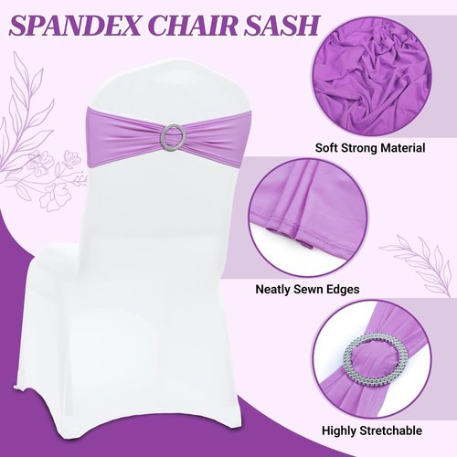 MDS Spandex Chair Sashes - Universal Fit Elastic Stretch Bands with Buckle for Weddings | Light Purple, Pack of 125