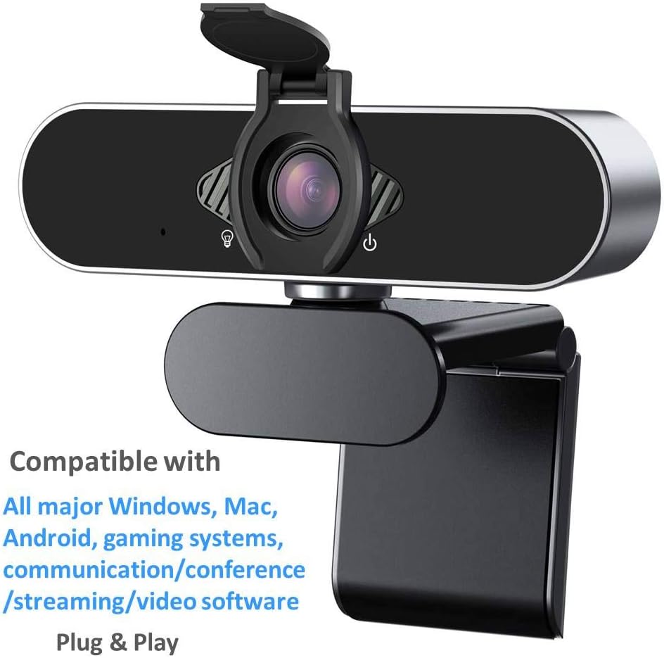 Wennyn 1080P 1080P 360 Webcam HD with Microphone & Privacy Cover, USB Web Cam with Live Streaming HD Video for Mac, PC
